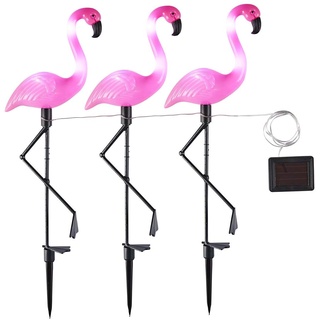 Haushalt International HI 70326 Solar Gartenstecker Flamingo 3er Set Höhe 52cm