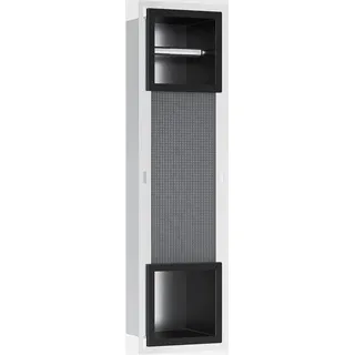 Unterputz-Schrankmodul Edelstahl mit Toilettenpapierhalter Eingebaute Badezimmerschrank Schmal Toilettenschrank, 74 x 15 x 14 cm, Schwarz - Schwarz