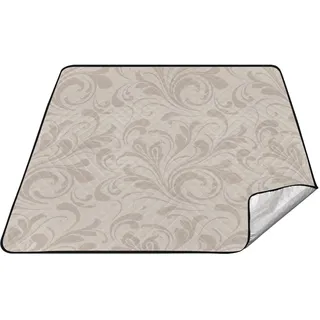 Große Picknickdecke, faltbar, Yogamatte für Camping, Blumenmuster, Beige