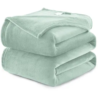 WAVVE Fleecedecke, Flanell, Mikrofaser, Sofaüberwurf, 230 x 270 cm, Hellgrün, Sofaüberwurf für 2 Personen, Felldecke, groß, warm und weich, aus Plüsch, 270 x 230 cm