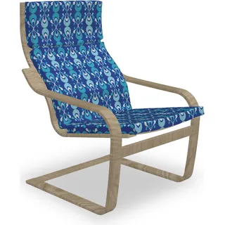 ABAKUHAUS Blau Poäng Sessel Polster, Ikat inspirierte Boho, Sitzkissen mit Stuhlkissen mit Hakenschlaufe und Reißverschluss, Türkis Hellblau - Blau