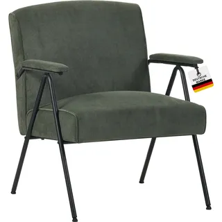 Albatros Designer Vintage Sessel Stanford, hochwertiger Cord Stoff Bezug in Grün, sehr bequeme S-Federn, Relaxsessel Loungesessel für Wohnzimmer, Schlafzimmer oder als Fernsehsessel - Grün