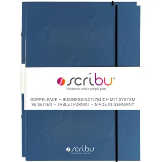 scribu Business Notizbuch mit System - Planer für Aufgaben, Projekte & Prioritäten | GTD, Eisenhower, Bullet Journal | 96 Seiten, Soft Cover | Tablet Format | Magical Blue - Doppelpack