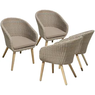 Garden Pleasure Visalia Gartenstuhl 62 x 61 x 82 cm braun 4er Set inkl. Auflagen 2er Set