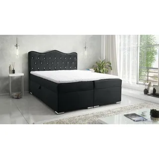 Fun Möbel Boxspringbett Schlafzimmerbett SULTAN New in Stoff Velvet X Schwarz 120x200cm - Schwarz