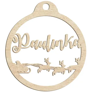Personalisierte Weihnachtskugel aus Holz, graviert, Geschenk für die Feiertage, jeder Name, hängende Baumdekoration, natürliches Dekor (Modell 2)