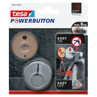 Tesa Garderobenhaken Powerbutton Silber