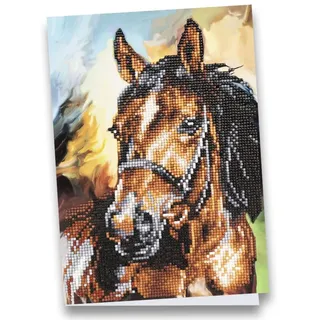 Ideen mit Herz Diamond-Painting-Grußkarte | Din A4 (21 x 29,7 cm) | 370 g/m2 | inkl. Umschlag & Werkzeug (Pferd)