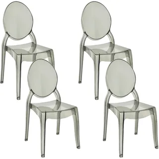 BELIANI Esszimmerstuhl 4er Set Schwarz/Transparent Kunststoff Modern - Schwarz, Transparent