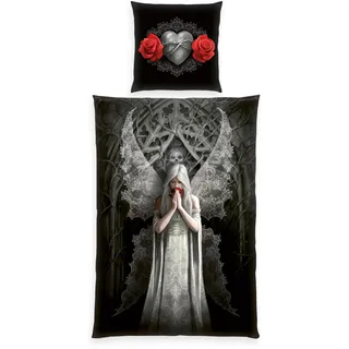 Herding Anne Stokes Wende-Motiv Baumwolle Schwarz 135 x 200 cm + 80 x 80 cm
