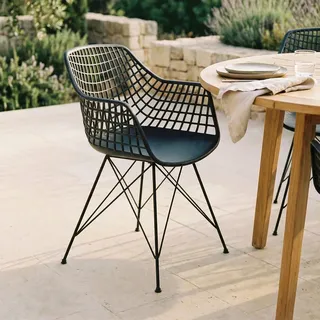 Idimex Esszimmerstühle Alicante 4Er-Set , Schwarz , Textil , Vintage , 59x87x54 cm , Gartenmöbel, Gartensessel, Gartenstühle