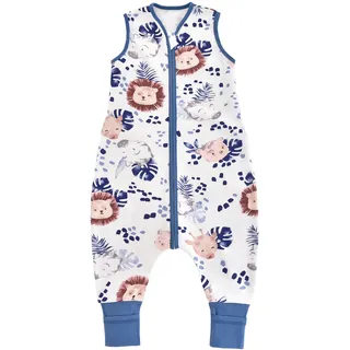 Chilsuessy Baby Sommerschlafsack mit Füßen 0.5 Tog Kleine Kinder Schlafsack mit Beinen Unwattiert 100% Baumwolle Schlafstrampler für Jungen und Mädchen, Dschungel Löwe, 80cm/Baby Höhe 90-100cm