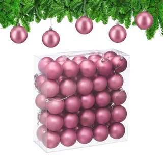 Relaxdays Weihnachtskugeln 50er Set, Weihnachtsdeko, Mattes Design, Christbaumkugel, Tannenbaumschmuck in ∅ 6 cm, rosa