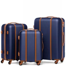 FERGÉ Kofferset Hartschale 3-teilig MILANO Trolley-Set - Handgepäck 55 cm, L und XL 3er Set Hartschalenkoffer Roll-Koffer 4 Rollen 100% ABS blau
