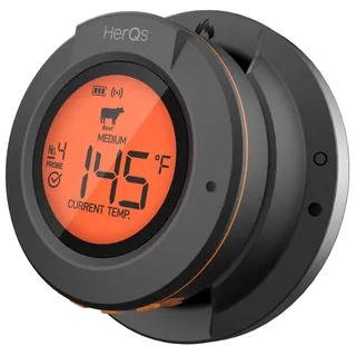 herqs Grillthermometer 13,2 cm Edelstahl, Kunststoff schwarz