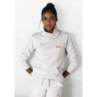 Longsweatshirt BENCH. LOUNGEWEAR, Damen, Gr. 32/34, beige (beige, meliert), Sweatware, Obermaterial: 90% Baumwolle, 10% Polyester, meliert, unifarben, Basic, Basic hüftbedeckend, ohne Ausschnitt, breiter Bund, Sweatshirts Longsweatshirt, mit Stehkragen in Layeroptik und Kängurutasche, Loungewear