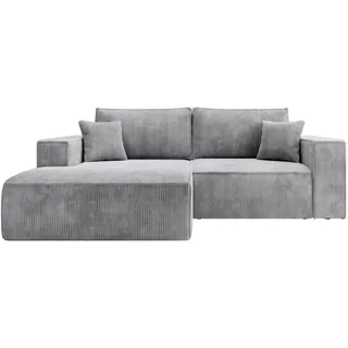 Selsey Ecksofa Farese Mini mit Cordbezug Hellgrau, links , Textil , Ottomane links, L-Form,L-Form , 240x167 cm , Wohnzimmer, Sofas & Couches, Wohnlandschaften, Ecksofas