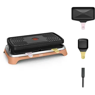 Tefal Food & Co RE650J10 Multifunktions-Raclette für drinnen und draußen, vielseitiges Kochen, Tapas, Snack, Raclette, klassische und XL-Pfannen, 8 Personen