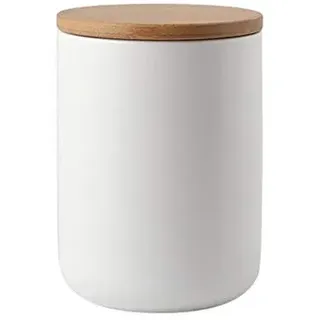 YOUSIS Keramik Vorratsdose Mit Deckel Luftdicht Behälter Mit versiegeltem Bambusdeckel, Küche, Behälter für Tee, Zucker, Kaffee, Bohnen, Nüsse, Gewürze (Weiß, 800 ml)