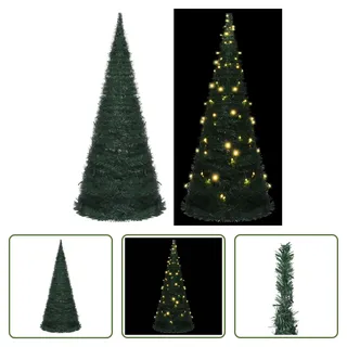 The Living Store Künstlicher Pop-Up-Weihnachtsbaum mit Beleuchtung Grün 210 cm - Grün