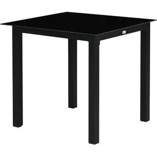 Gartentisch Quadratisch 4 Personen Terrassentisch Hartglasplatte Alu Schwarz 80X80X74Cm