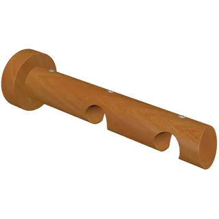 Flairdeco Träger offen für 20 mm Ø Gardinenstange, 2-läufig, Holz, Kirschbaum lackiert