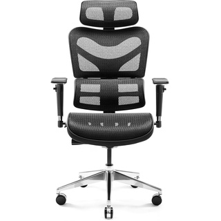 Diablo Chairs Diablo V-Commander Ergonomischer Bürostuhl Schreibtischstuhl Chefsessel 3D Armlehnen Verstellbare Kopfstütze & Sitzfläche Farbe: Schwarz