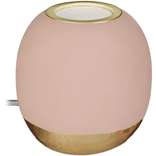 Relaxdays Dekoleuchte Beton, Tischlampe ohne Schirm, HxD 9 x 9 cm, E27 Fassung, langes Kabel, runde Betonlampe, rosa