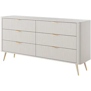 Masseno Sideboard Lantana 163/81/38 cm mit 6 Schubladen Beige , Holzwerkstoff , 163x81x38 cm , Kleinmöbel, Kommoden, Sideboards