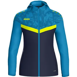 Jako Damen Kapuzenjacke Iconic, Marine/JAKO blau/Neongelb, 38