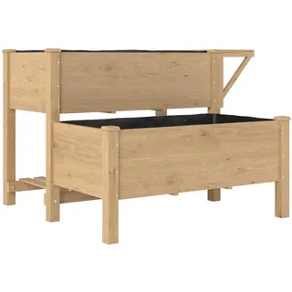Outsunny Hochbeet 2-stufig aus Tannenholz Braun , Hellbraun , Holz , 95 L , 102x76.5x119.5 cm , Gartenzubehör, Hochbeete
