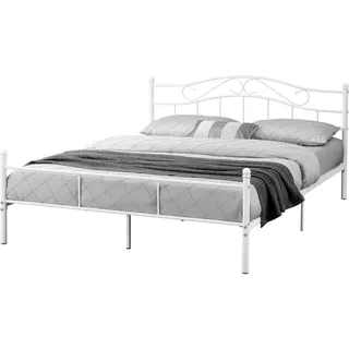 [en.casa] Metallbett Florenz 180x200cm Weiß , Lattenrost - Weiß