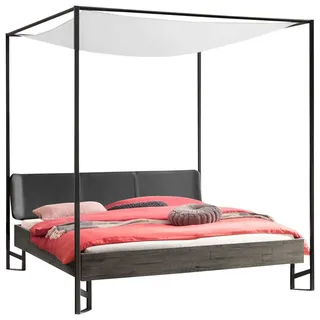 Hasena Himmelbett , Anthrazit, Akaziefarben, Dunkelgrau , Holz , Akazie , massiv , Höhe ca. 22 cm , 140x200 cm , gepolstertes Kopfteil, in verschiedenen Größen erhältlich , Schlafzimmer, Komplette Schlafzimmer und Serien, Schlafzimmerserien