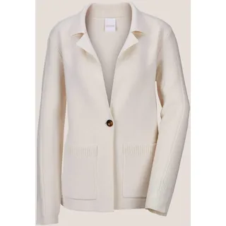 Strickjacke MADELEINE "Strickblazer Strickjacke aus Merinowolle und Kaschmir", Damen, Gr. 38, weiß (wollweiß), Obermaterial: 90% Schurwolle WV. 10% Kaschmir WS., Modern, normal, Strickjacken Strickjacke, 1-Knopf Strickblazer
