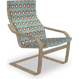 ABAKUHAUS Weihnachten Poäng Sessel Polster, Lustige Arctic Penguins, Sitzkissen mit Stuhlkissen mit Hakenschlaufe und Reißverschluss, Mehrfarbig