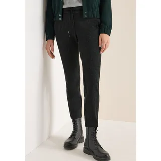 Schlupfhose CECIL "Style Tracey", Damen, Gr. M (40), Länge 28, schwarz, Web, Obermaterial: 79% Polyester, 18% Viskose, 3% Elasthan. Futter: 100% Polyester, slim fit lang, Hosen Schlupfhose, mir feinem Streifenmuster und elastischem Bund mit Tunnelzug