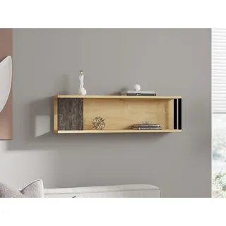 Hanah Home Modern Wall Shelf, 100 cm, Atlantic Pine & Anthracite | 100% Melamine Coated Particle Board, 18 mm Thick | Stylish & Functional for Industrial Spaces