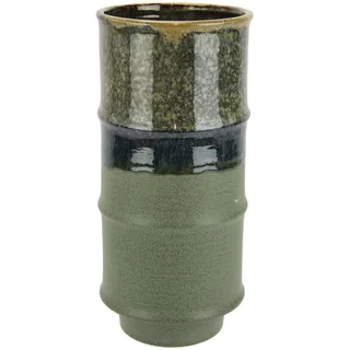 Blumenvase aus Keramik geriffelt Zylinderform grün grau braun matt glänzend Keramikvase Vase Dekoration Dekovase für Blumen Pampasgras Trockenblumen Zweige Kunstblumen Tischdeko