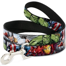 Marvel Avengers Hundeleine mit 4 Superhelden-Posen, Nahaufnahme, 1,8 m lang, 3,8 cm breit