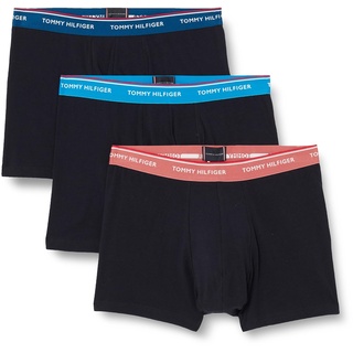 Tommy Hilfiger Herren 3er Pack Boxershorts Trunks Unterwäsche, Mehrfarbig (Cer Aqua/Deep Indigo/Dockside Red), XXL