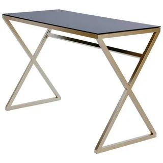 Livetastic Schreibtisch , Schwarz, Goldfarben , Metall, Glas , rechteckig , X-Form , 50x72x110 cm , Büromöbel, Schreibtische, Schreibtische