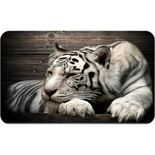 Silent Monsters Mauspad 360 x 250 mm Stoff Mousepad Weißer Tiger, rutschfest & leise, für Gaming Büro Office Homeoffice - 36 x 25 cm Mouse Pad Mat - Mausunterlage klein für alle Maus Arten