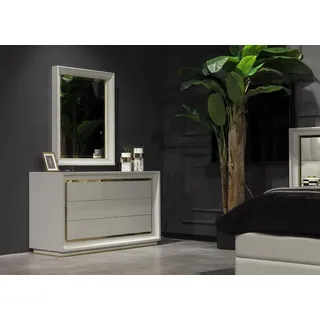 Kommode Spiegel moderner Stil Weiß Sideboard Schubladen zur Aufbewahrung - Weiß