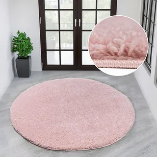 Teppich OTTO HOME "Viva rund" Gr. 10, rosa, H:45mm Ø:190cm, Kunstfaser, Teppiche, Teppich, Uni-Farben, einfarbig, besonders weich und kuschelig, Wohnzimmer