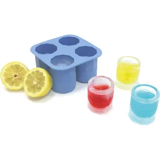 HENDI Shotglas Eiswürfelform, 4 Shotglas-förmige Eiswürfel, Eiswürfelschaleeinfache, Eiskugelform, 122x122x(H)60mm, Silikon
