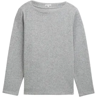 Tom Tailor Damen Plus Size - Sweatshirt mit Knopfdetails, grau, Meliert, Gr. 46