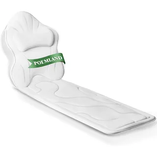 Poemland Luxus Dicke, volle Körper Badewannenkissen Mat & Cushion für Badewanne Kopfstütze Hals Schulter unterstützt Comfort Entspannung Spa Accessories Perfekt für Eintauchen in der Badewanne (Weiß)