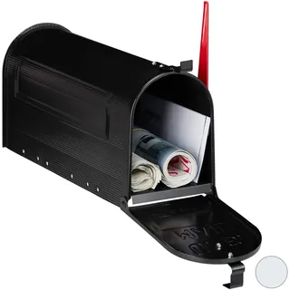 Relaxdays US Mailbox Schwarz inkl. Zeitungsfach