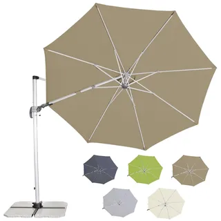 Doppler Sonnenschirm für den Garten SP-AZ 330cm Greige-Taupe - Pendelschirm knickbar + drehbar + neigbar - Gartenschirm mit UV-Schutz 50+ - Kurbelschirm aus Aluminium - regenabweisendes Polyester