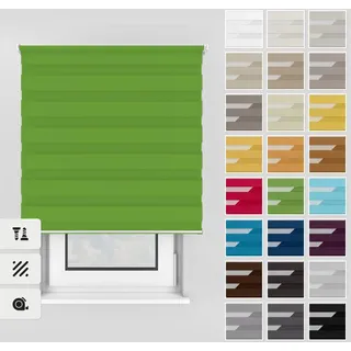 Estika Doppelrollo mit Bohren 115x220 cm Farbe: Grün, Rollo Deckenmontage und Wandmontage Fenster rollos für innen, Jalousien Fenster, Tür Rollo